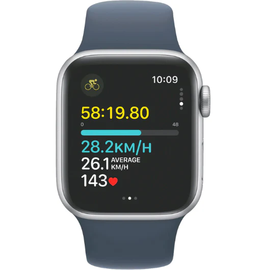 Apple Watch SE GPS 40mm Silver Aluminium Case with Storm Blue Sport Band - S/M - Image 4