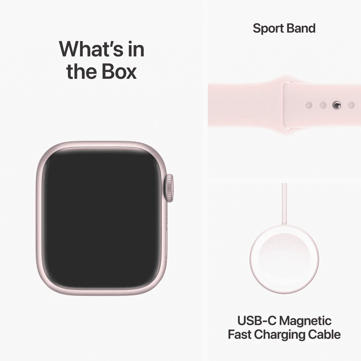 Apple Watch Series 9 GPS 41mm Pink Aluminium Case with Light Pink Sport Band - S/M - Image 9