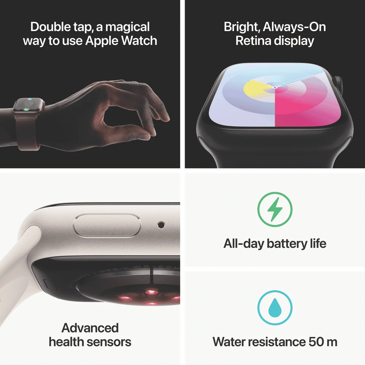 Apple Watch Series 9 GPS 45mm Midnight Aluminium Case with Midnight Sport Band - S/M - Image 8