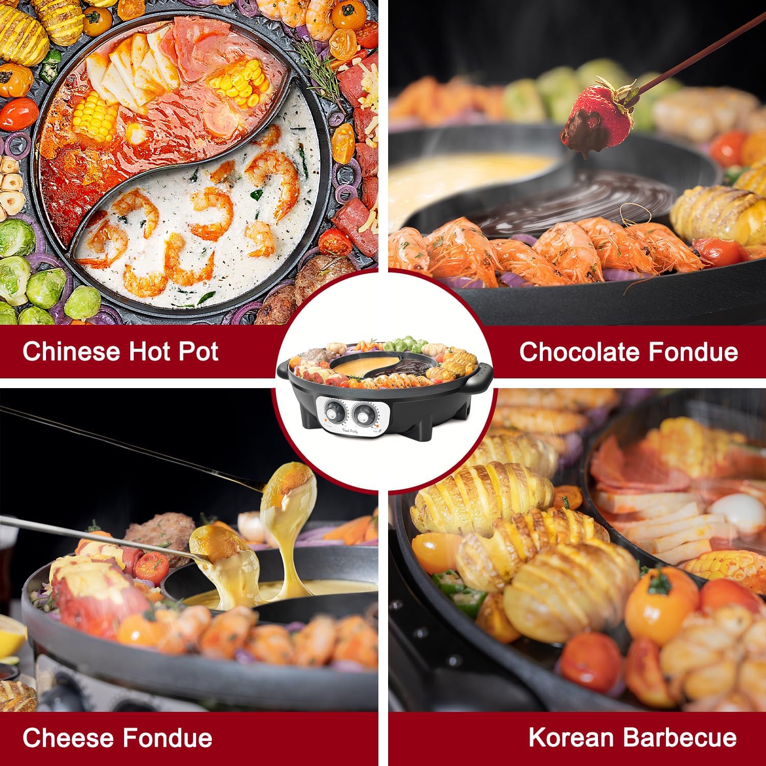 Food Party 2 in1 Electric Smokeless Grill and Hot Pot (Hot Pot) - Image 6